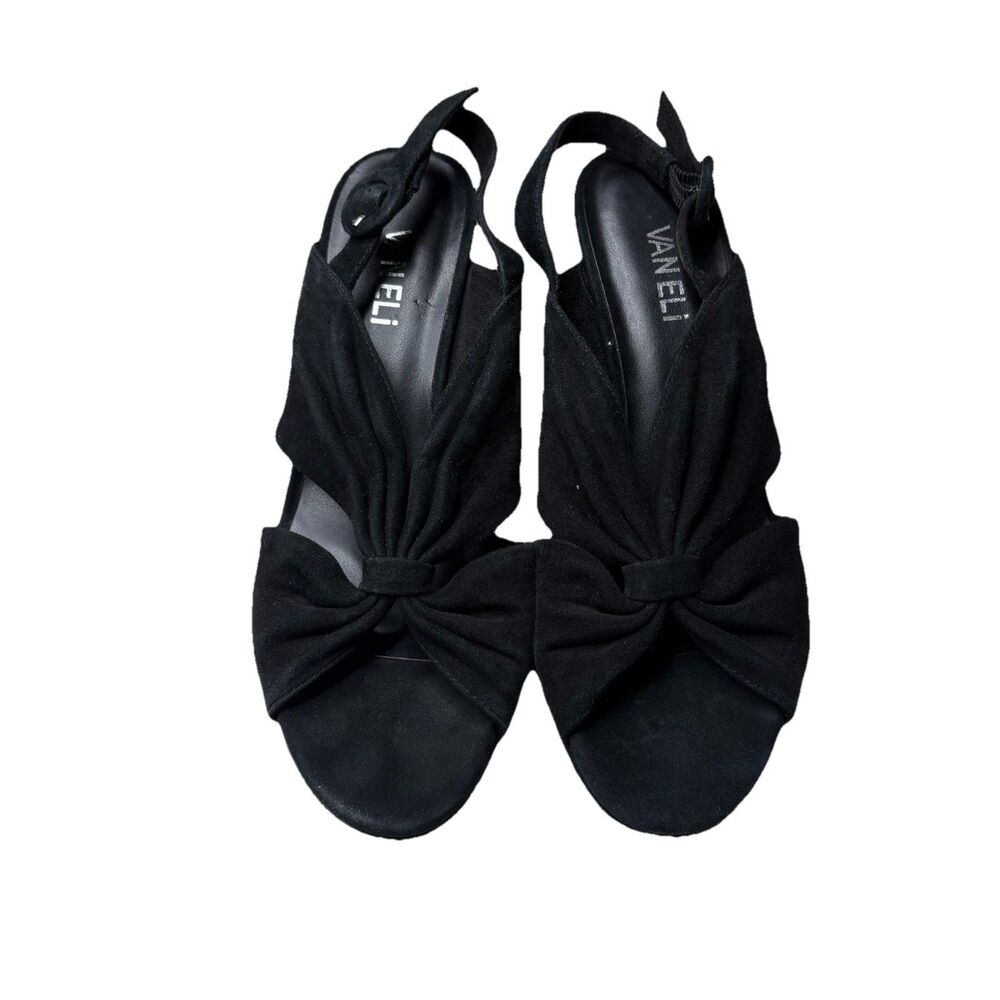 VANELi Black Velvet Slingbacks Suede Open Toe Heels Size 8 Womens